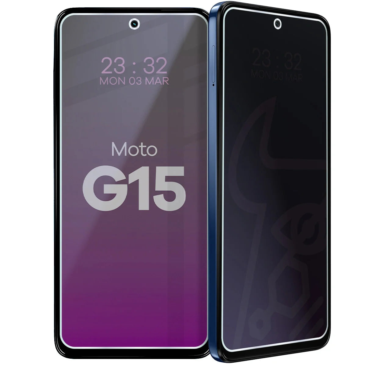Hybridglas mit Privatschutzfilter für Motorola Moto G15, Bizon Hybrid Shadow, Matt