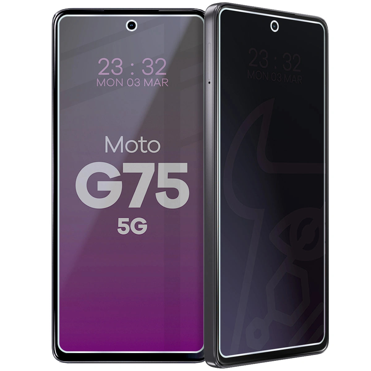 Hybridglas mit Privatschutzfilter für Motorola Moto G75 5G, Bizon Hybrid Shadow, Matt