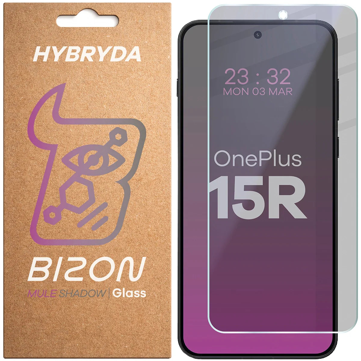 Hybridglas mit Privatschutzfilter für OnePlus 15R, Bizon Hybrid Shadow, Matt