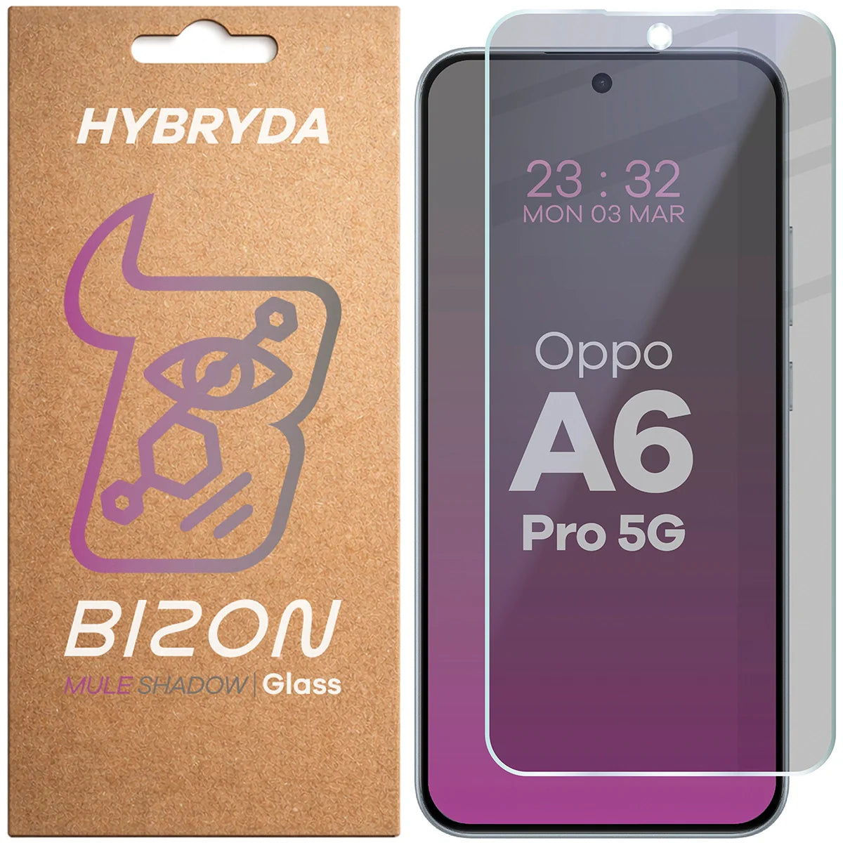 Hybridglas mit Privatschutzfilter für Oppo A6 Pro 5G, Bizon Hybrid Shadow, Matt