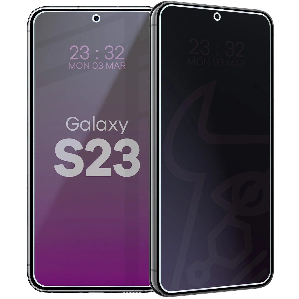 Hybridglas mit Privatschutzfilter für Galaxy S23, Bizon Hybrid Shadow, Matt