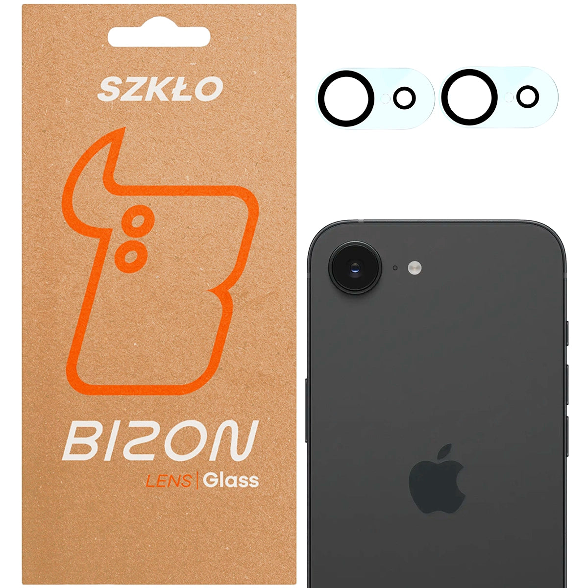 Gehärtetes Glas für die Kamera für iPhone 17e / 16e, Bizon Glass Silk Lens, 2 Stück