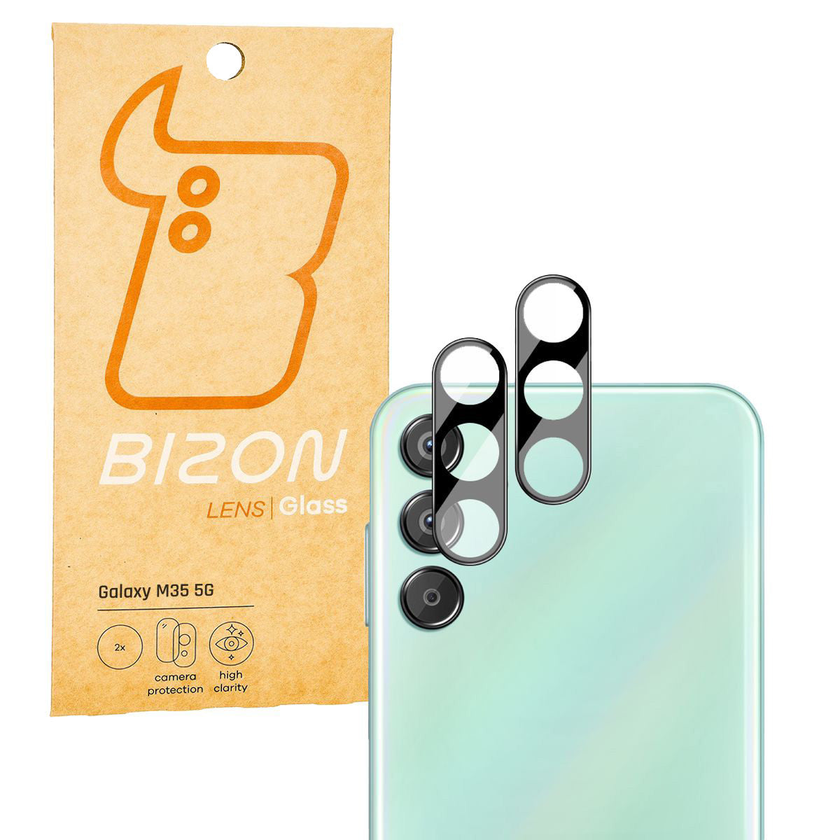Gehärtetes Glas für die Kamera für Galaxy M35 5G, Bizon Glass Silk Lens, 2 Stück