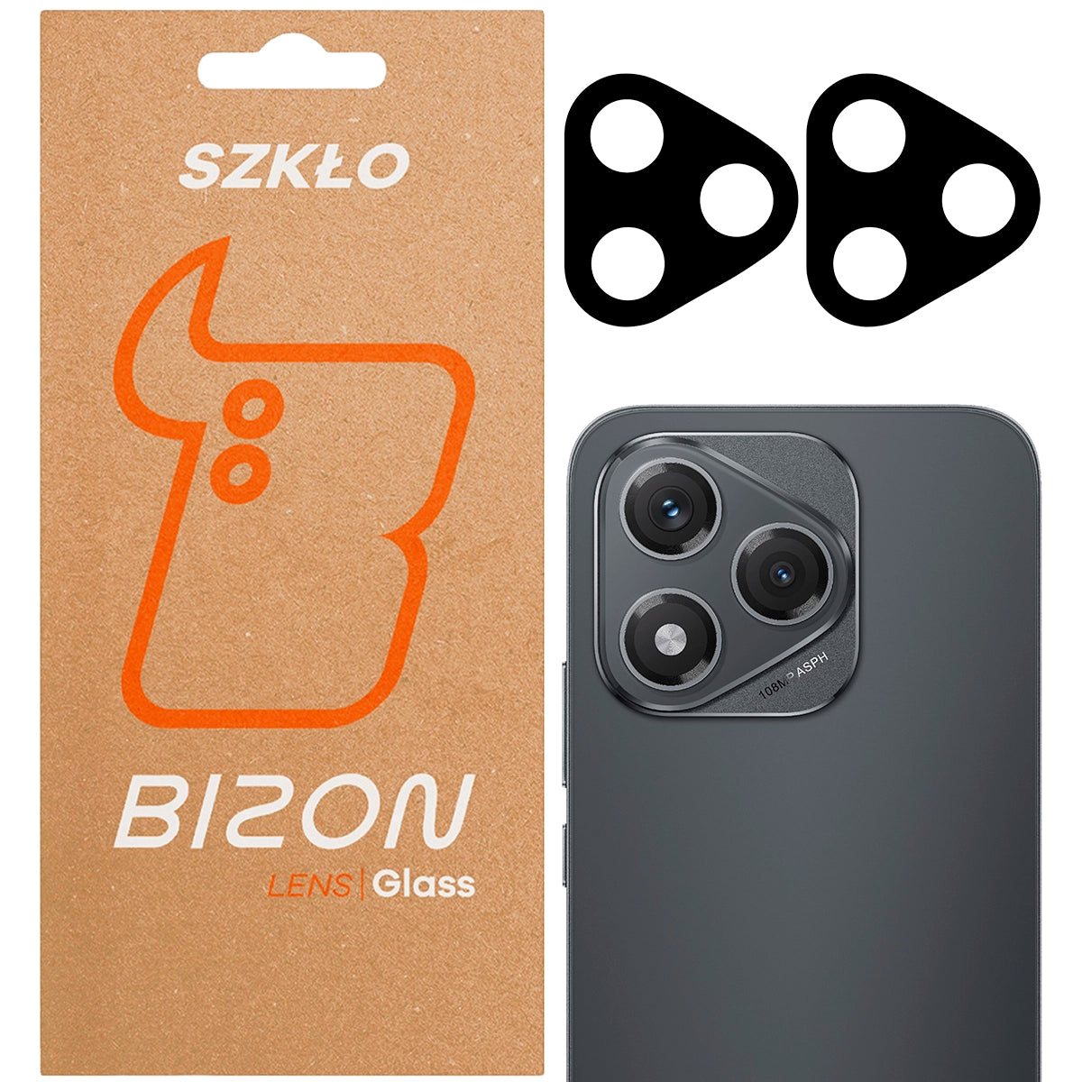 Gehärtetes Glas für die Kamera für Honor 400 Lite, Bizon Glass Silk Lens, 2 Stück