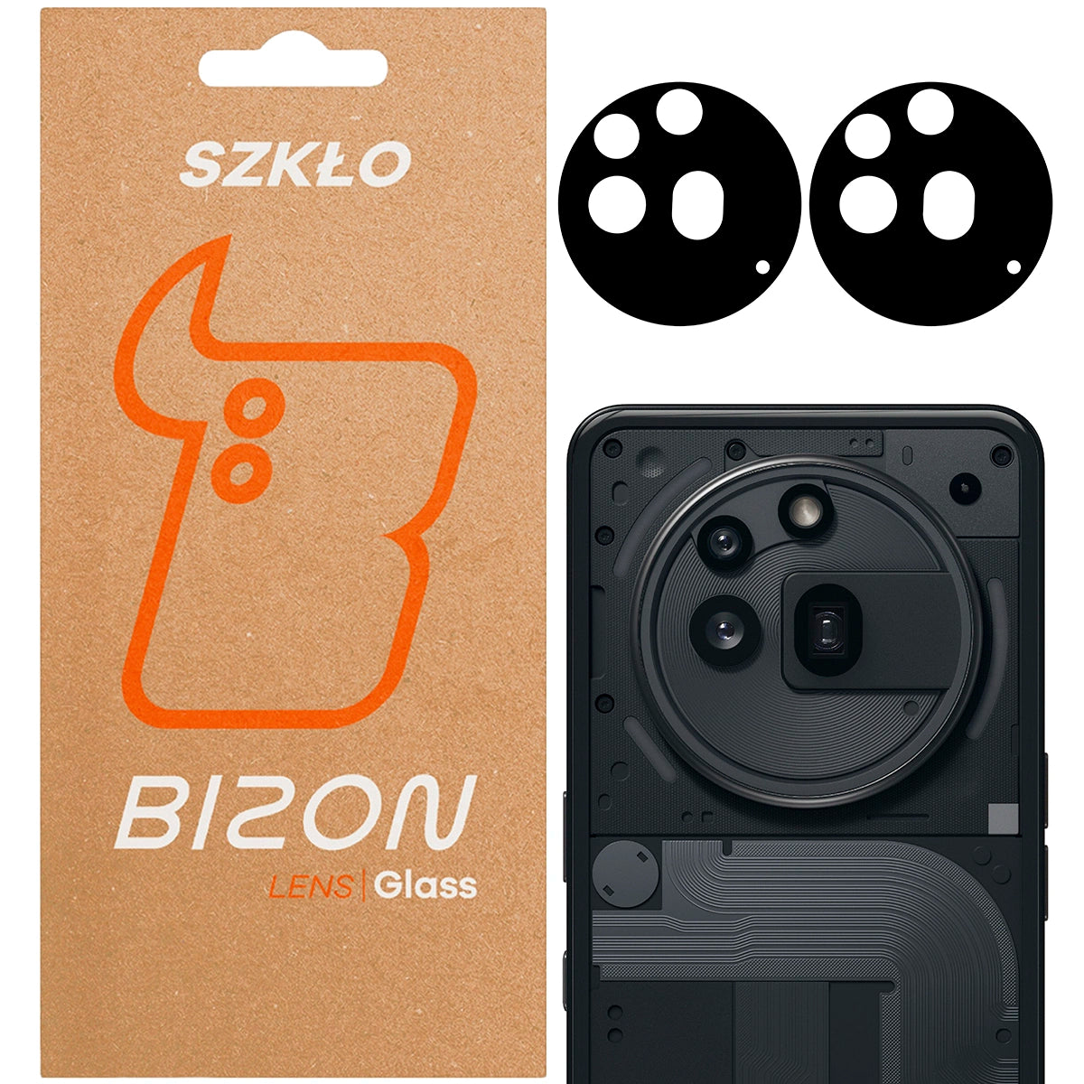 Gehärtetes Glas für die Kamera für Nothing Phone (3a) Pro, Bizon Glass Silk Lens, 2 Stück