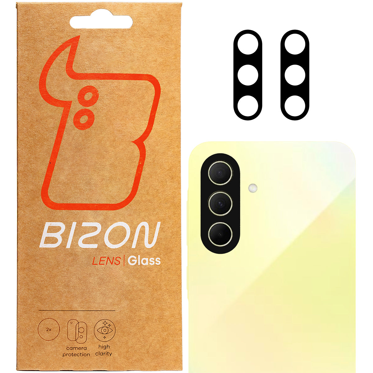 Gehärtetes Glas für die Kamera für Galaxy A36 5G, Bizon Glass Silk Lens, 2 Stück