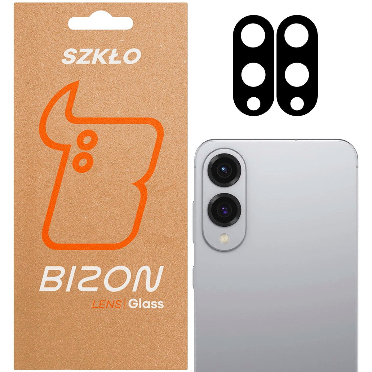 Gehärtetes Glas für die Kamera für Galaxy S25 Edge, Bizon Glass Silk Lens, 2 Stück
