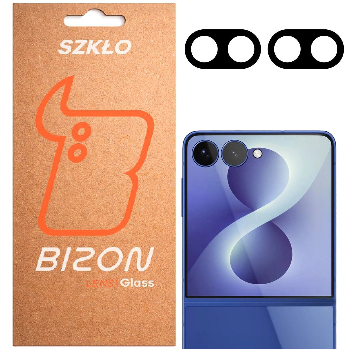 Gehärtetes Glas für die Kamera für Galaxy Z Flip8, Bizon Glass Lens, 2 Stück