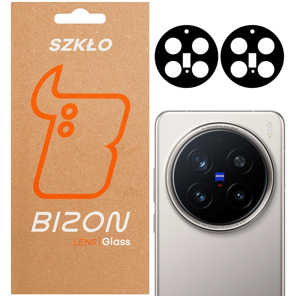 Gehärtetes Glas für die Kamera für Vivo X200 Pro, Bizon Glass Lens, 2 Stück