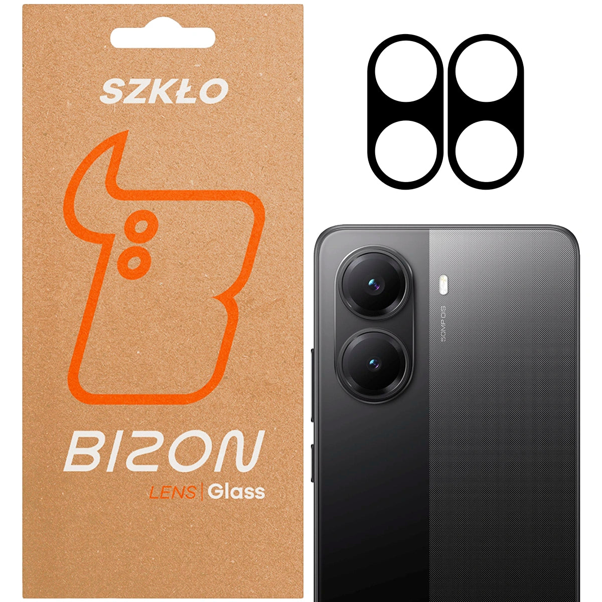 Gehärtetes Glas für die Kamera für Xiaomi Poco X7 Pro, Bizon Glass Silk Lens, 2 Stück
