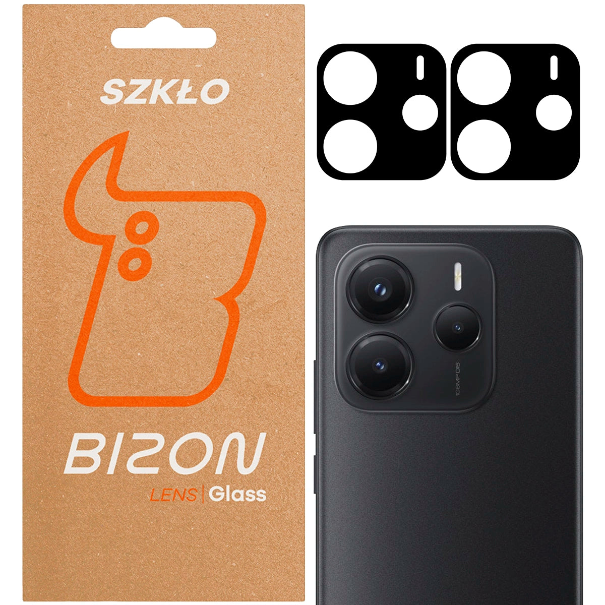 Gehärtetes Glas für die Kamera für Xiaomi Redmi Note 14 5G, Bizon Glass Silk Lens, 2 Stück