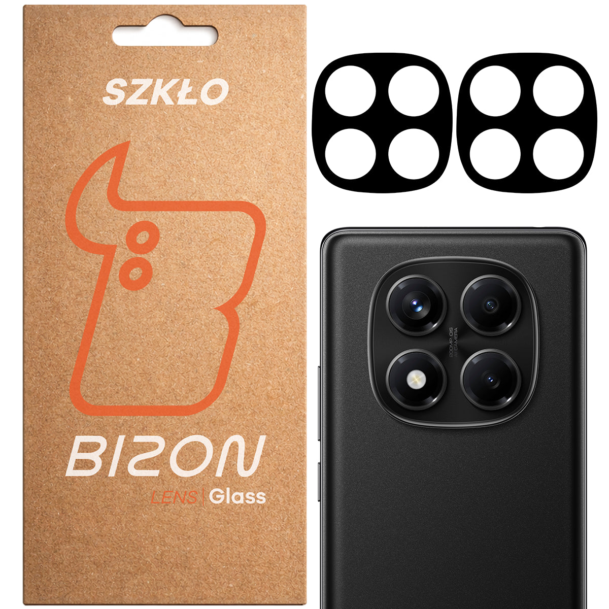 Gehärtetes Glas für die Kamera für Xiaomi Redmi Note 14 Pro 4G, Bizon Glass Silk Lens, 2 Stück