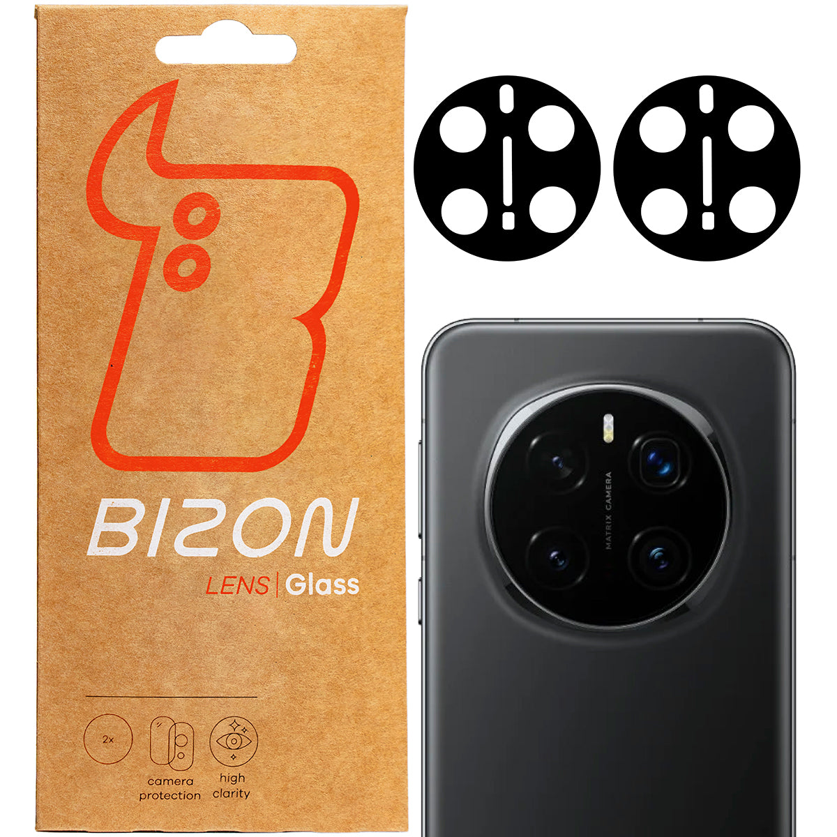 Gehärtetes Glas für die Kamera für Honor Magic7 Pro, Bizon Glass Silk Lens, 2 Stück