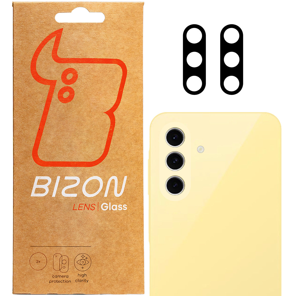 Gehärtetes Glas für die Kamera für Galaxy A26 5G, Bizon Glass Silk Lens, 2 Stück