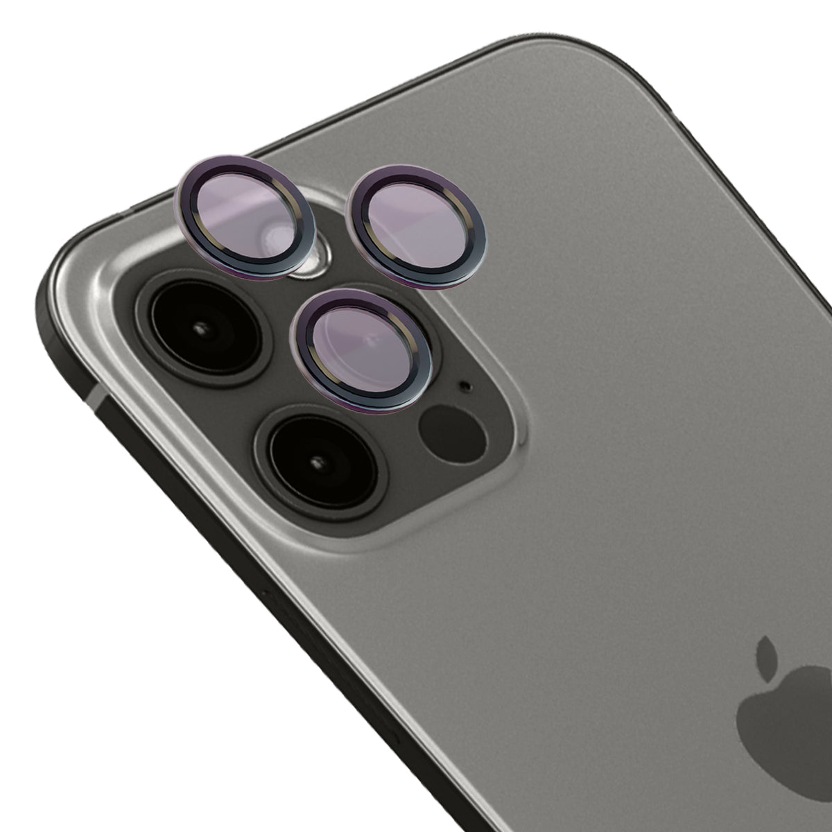Glas für die Kamera mit Applikator für iPhone 12 Pro/11Pro/11 Pro Max, Bizon Glass Snap Lens, 1 Set, Grauer Rahmen