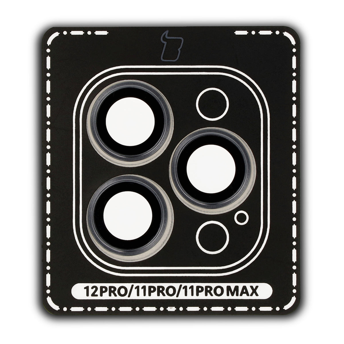 Glas für die Kamera mit Applikator für iPhone 12 Pro/11Pro/11 Pro Max, Bizon Glass Snap Lens, 1 Set, Grauer Rahmen
