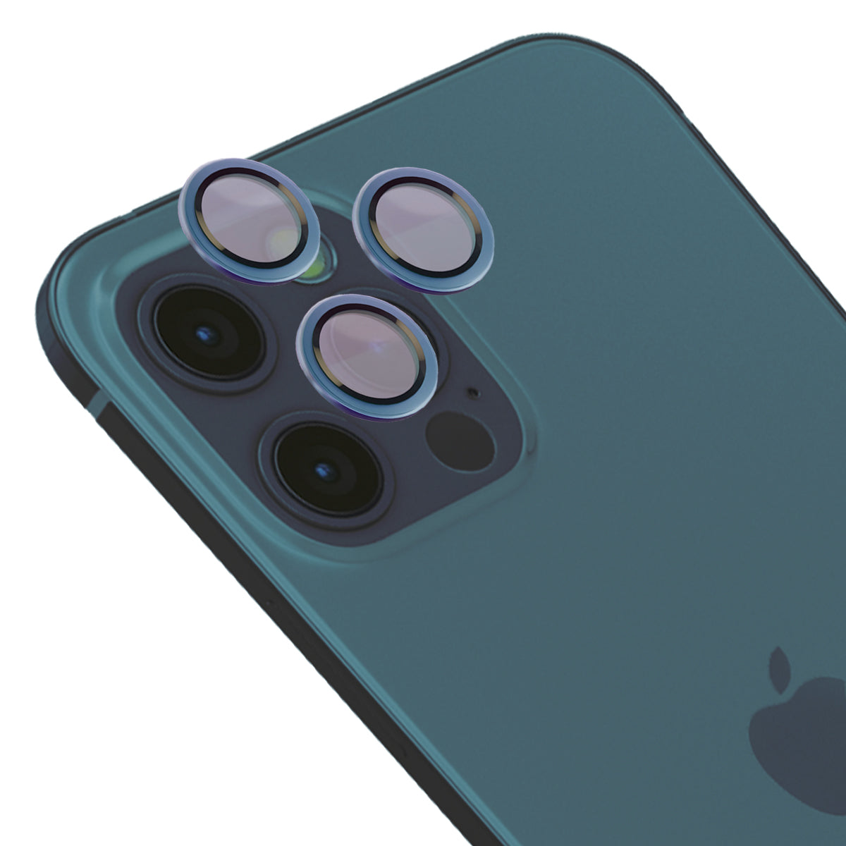 Glas für die Kamera mit Applikator für iPhone 12 Pro/11Pro/11 Pro Max, Bizon Glass Snap Lens, 1 Set, Marineblauer Rahmen