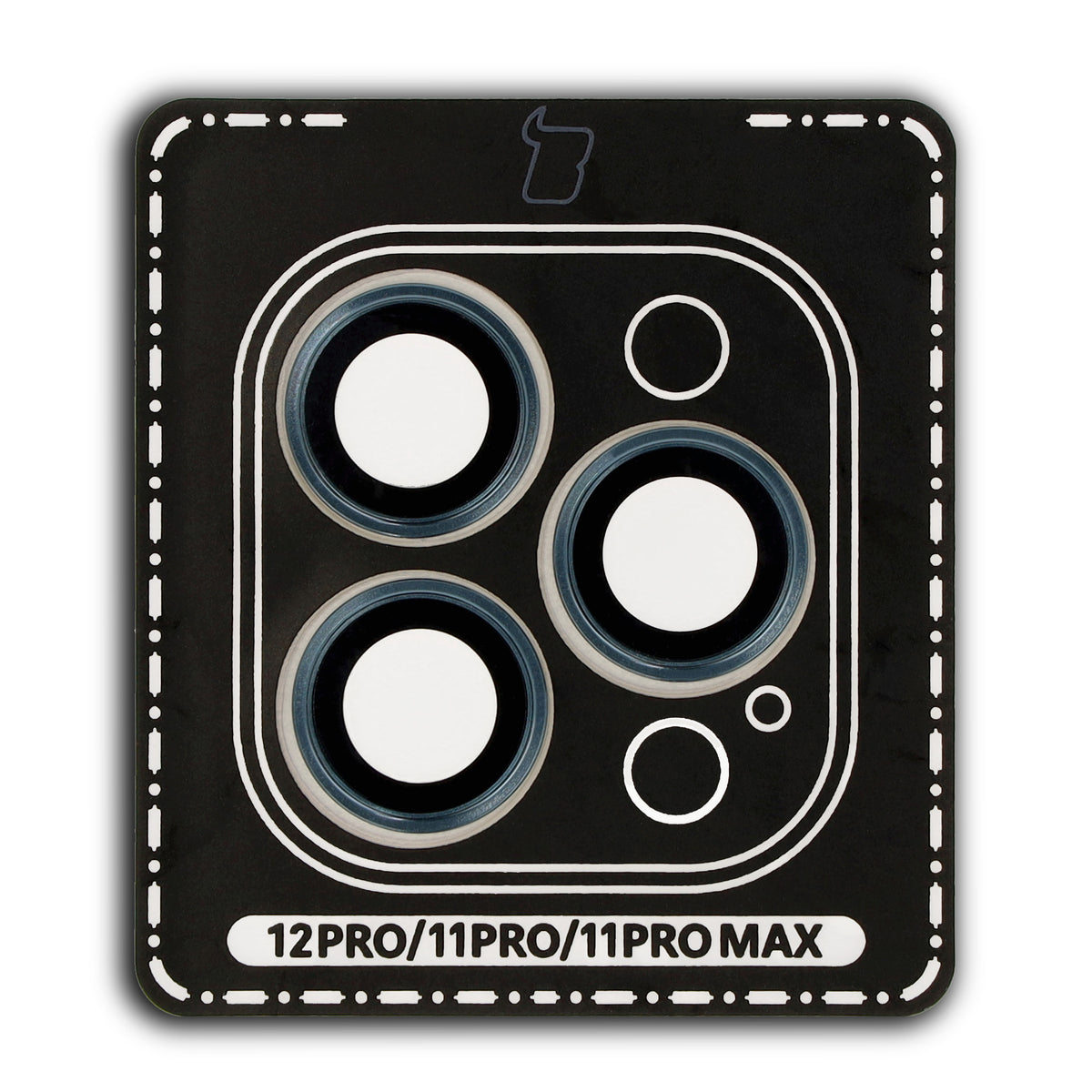 Glas für die Kamera mit Applikator für iPhone 12 Pro/11Pro/11 Pro Max, Bizon Glass Snap Lens, 1 Set, Marineblauer Rahmen