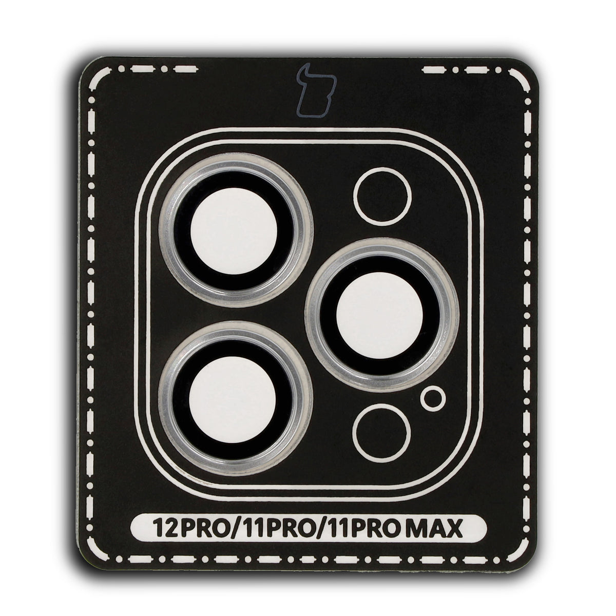Glas für die Kamera mit Applikator für iPhone 12 Pro/11Pro/11 Pro Max, Bizon Glass Snap Lens, 1 Set, Silberner Rahmen