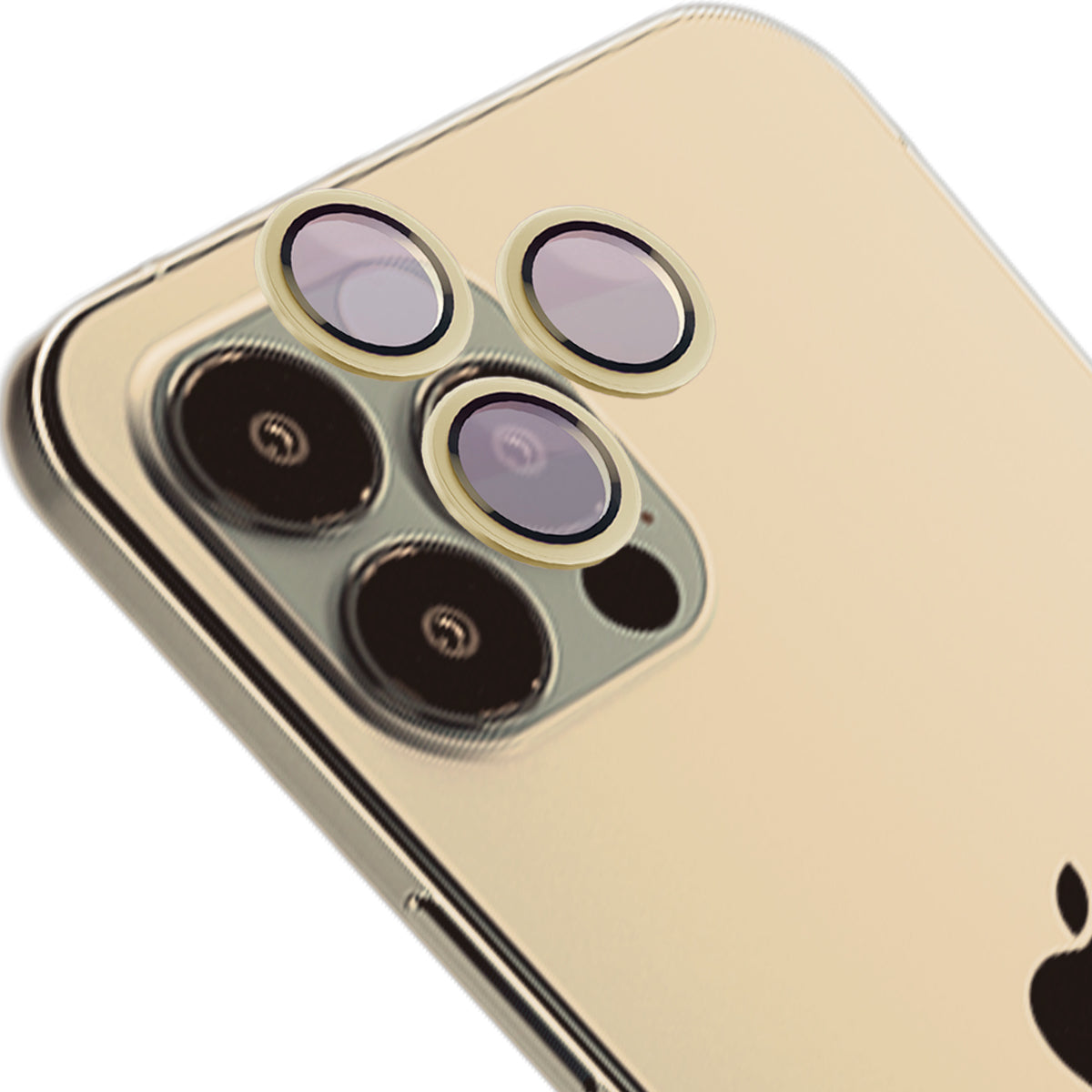 Glas für die Kamera mit Applikator für iPhone 12 Pro Max, Bizon Glass Snap Lens, 1 Set, Goldener Rahmen