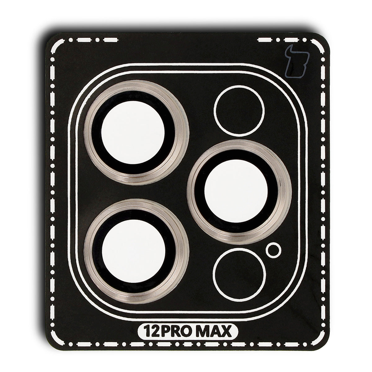 Glas für die Kamera mit Applikator für iPhone 12 Pro Max, Bizon Glass Snap Lens, 1 Set, Goldener Rahmen