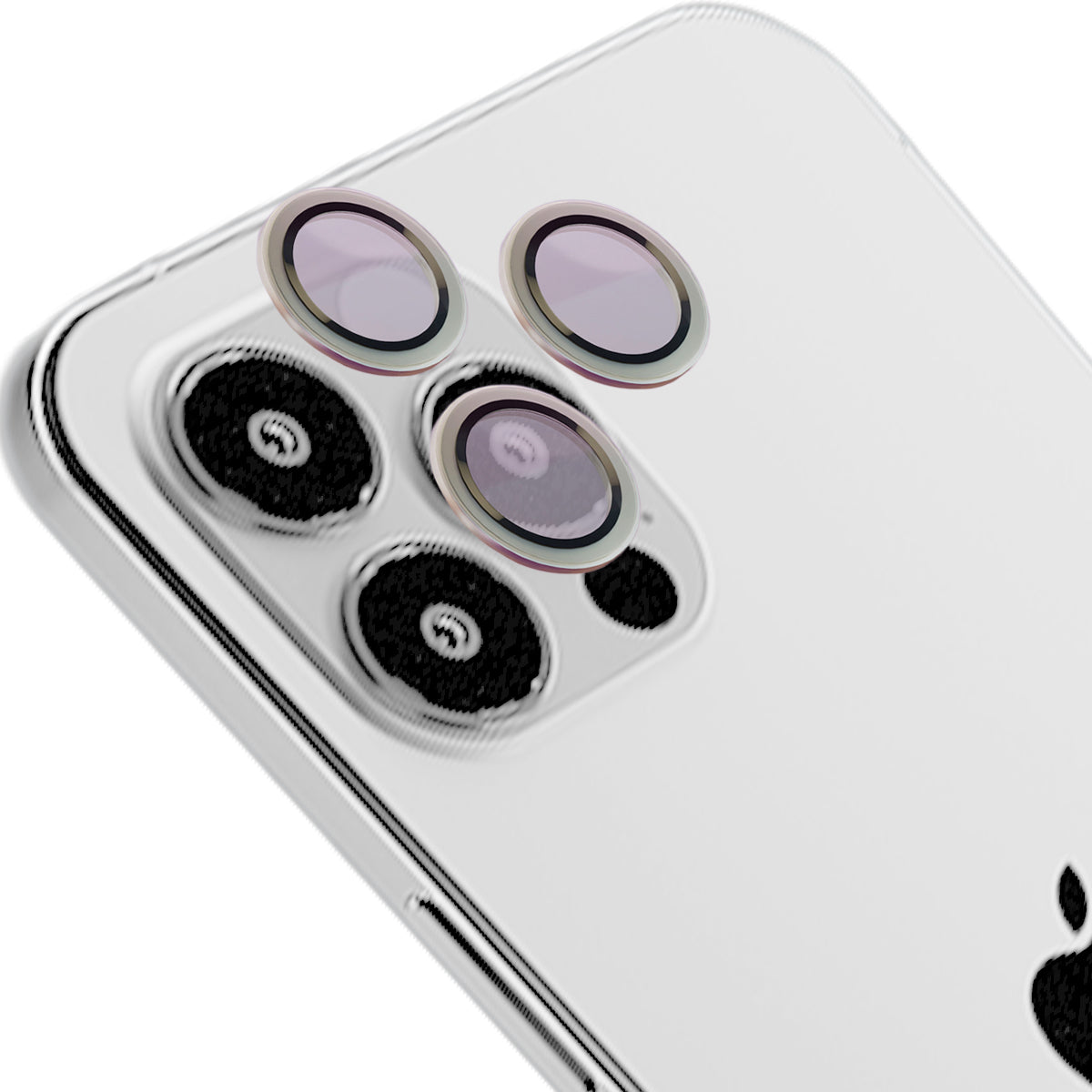 Glas für die Kamera mit Applikator für iPhone 12 Pro Max, Bizon Glass Snap Lens, 1 Set, Silberner Rahmen