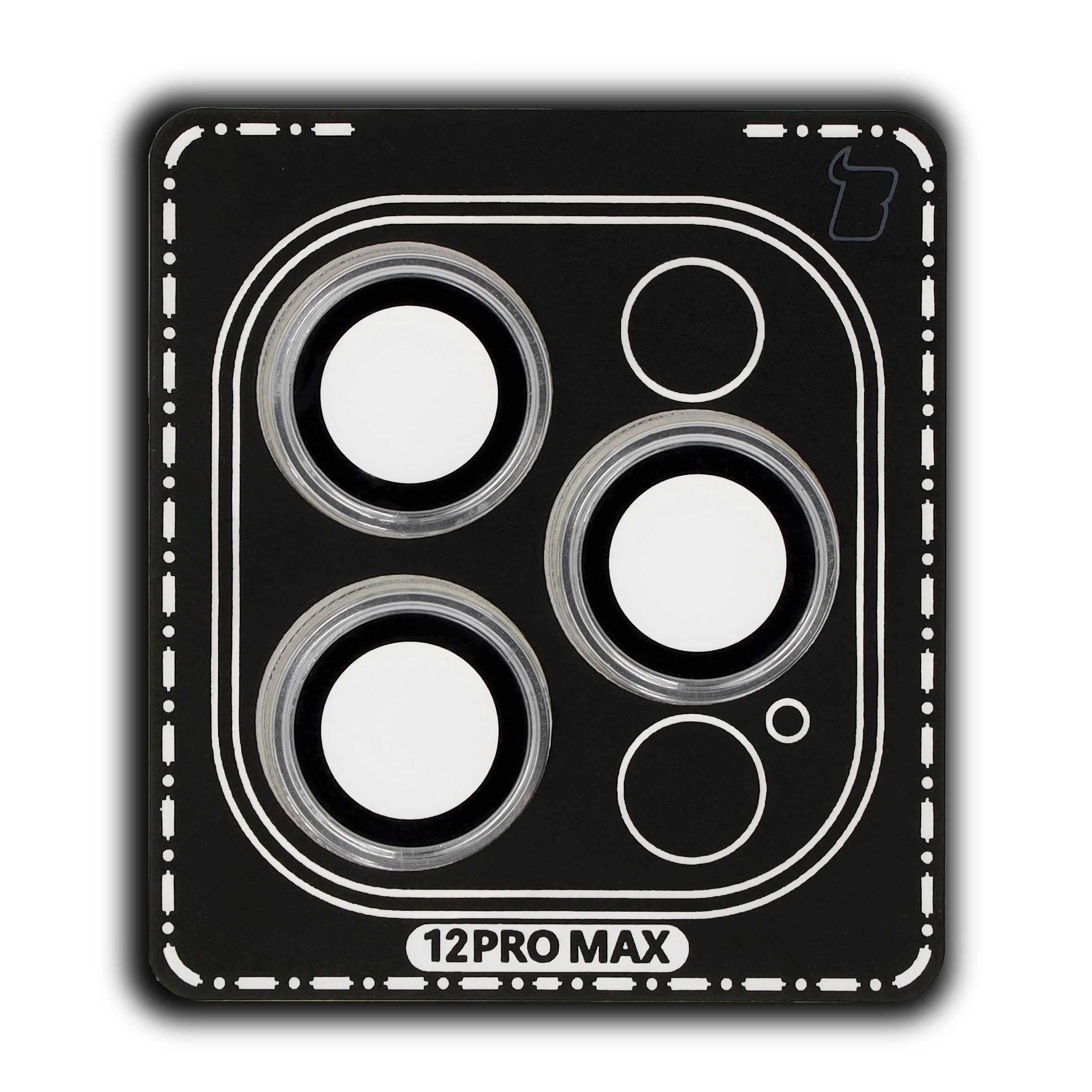Glas für die Kamera mit Applikator für iPhone 12 Pro Max, Bizon Glass Snap Lens, 1 Set, Silberner Rahmen