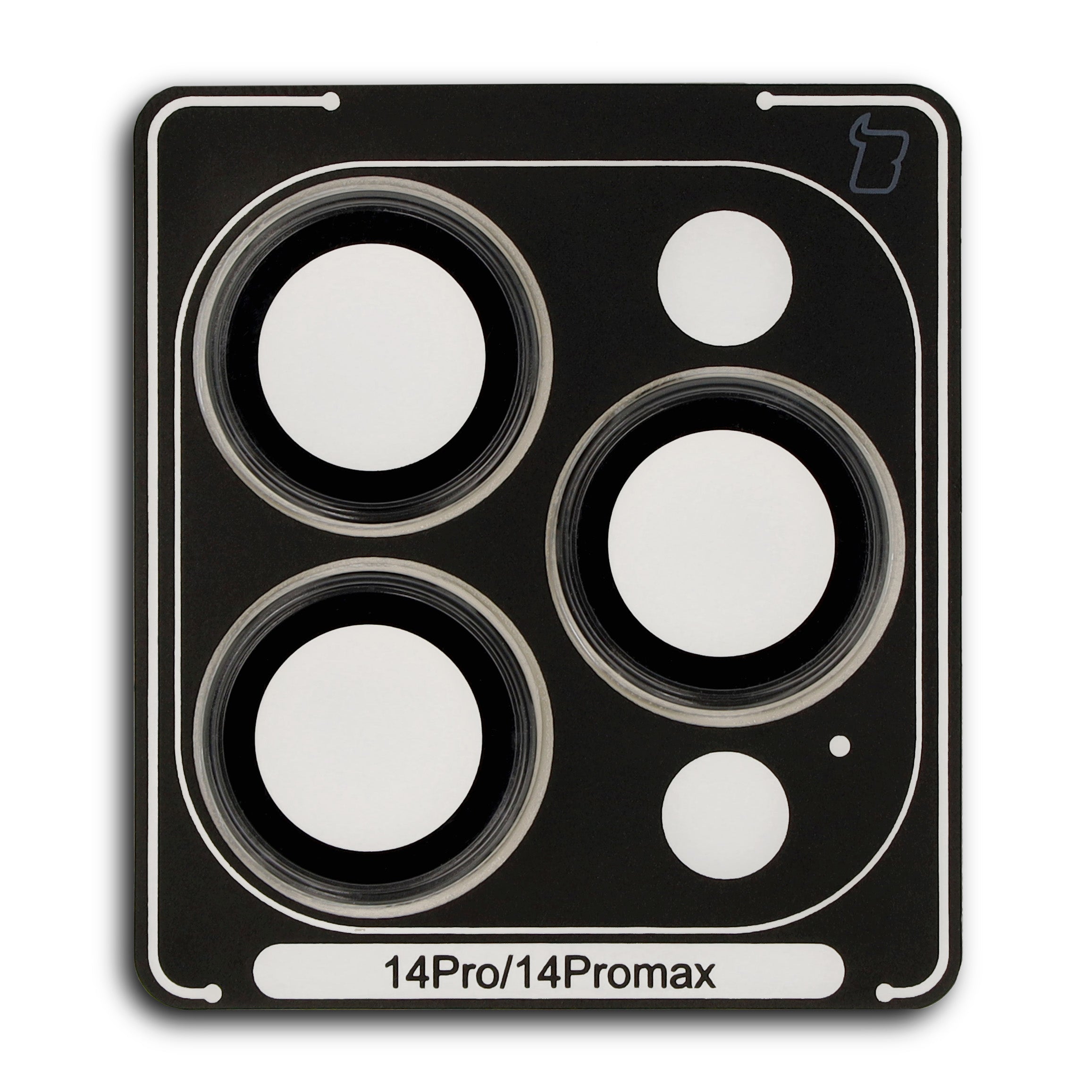 Gehärtetes Kamera Schutzglas Bizon Glass Snap Lens für iPhone 14 Pro/14 Pro Max in Schwarz mit Applikator, 1 Set.