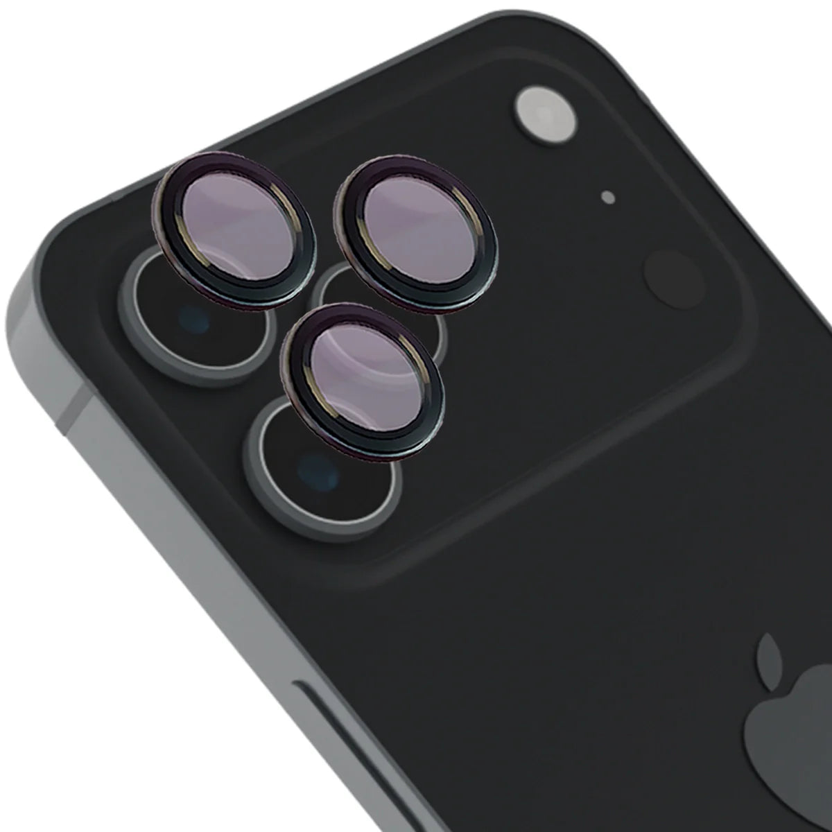 Glas für die Kamera mit Applikator für iPhone 17 Pro / 17 Pro Max, Bizon Glass Snap Lens, 1 Set, Schwarz Rahmen
