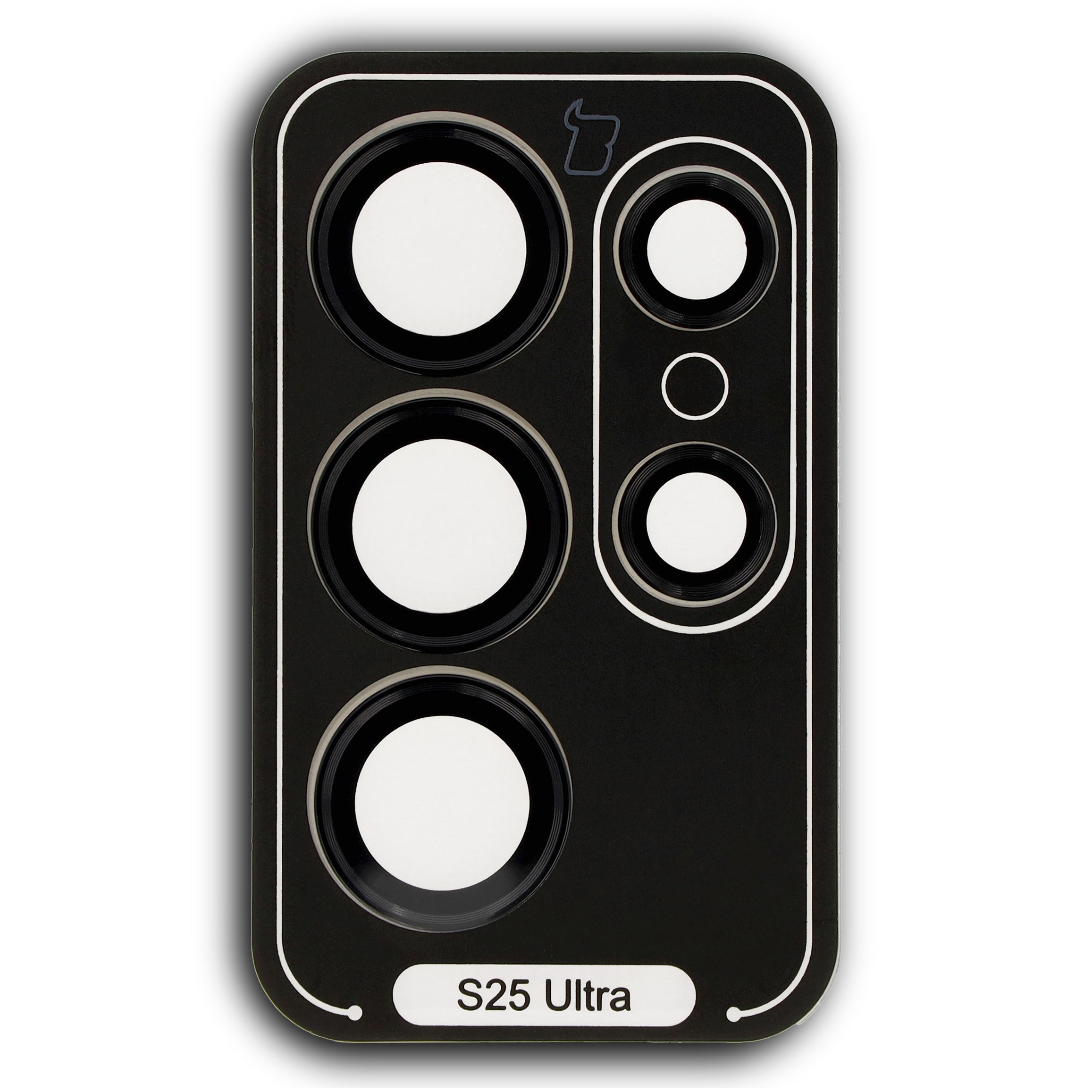 Gehärtetes Glas für die Kamera mit Applikator für Galaxy S25 Ultra, Bizon Glass Snap Lens, 1 Set, Schwarzer Rahmen
