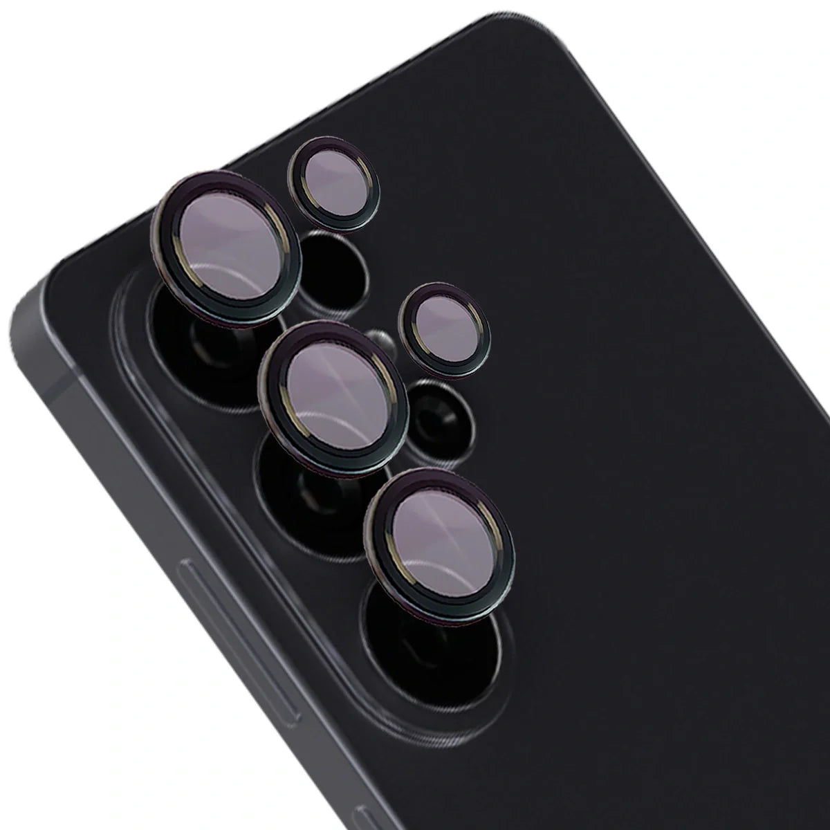 Glas für die Kamera mit Applikator für Galaxy S26 Ultra, Bizon Glass Snap Lens, 1 Set, Schwarzer Rahmen