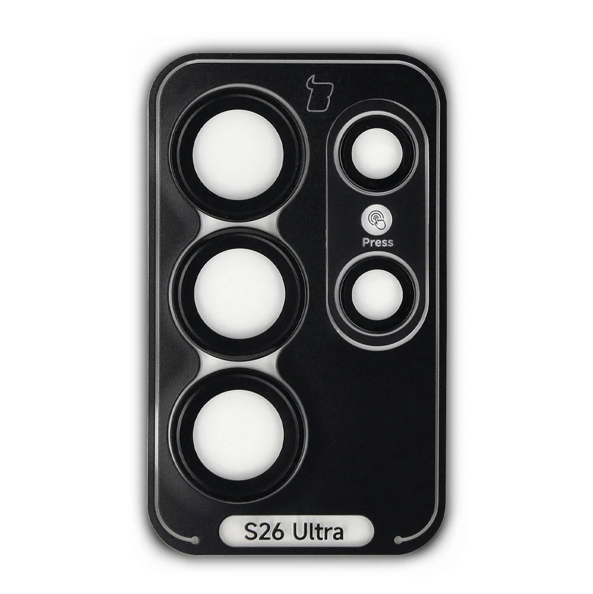 Glas für die Kamera mit Applikator für Galaxy S26 Ultra, Bizon Glass Snap Lens, 1 Set, Schwarzer Rahmen