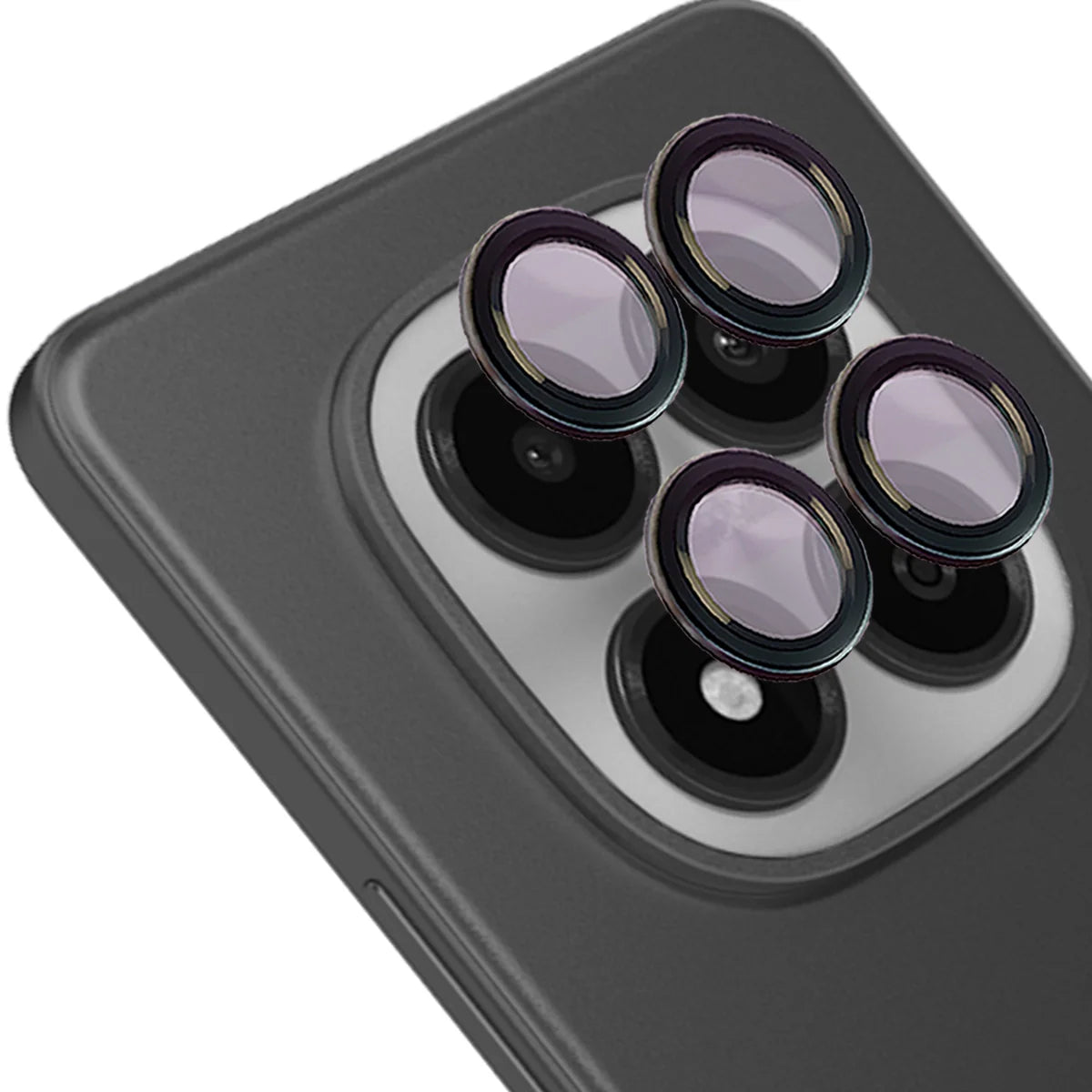 Glas für die Kamera für Xiaomi Redmi Note 15 Pro 4G, Bizon Glass Snap Lens, 1 Set, Schwarzer Rahmen