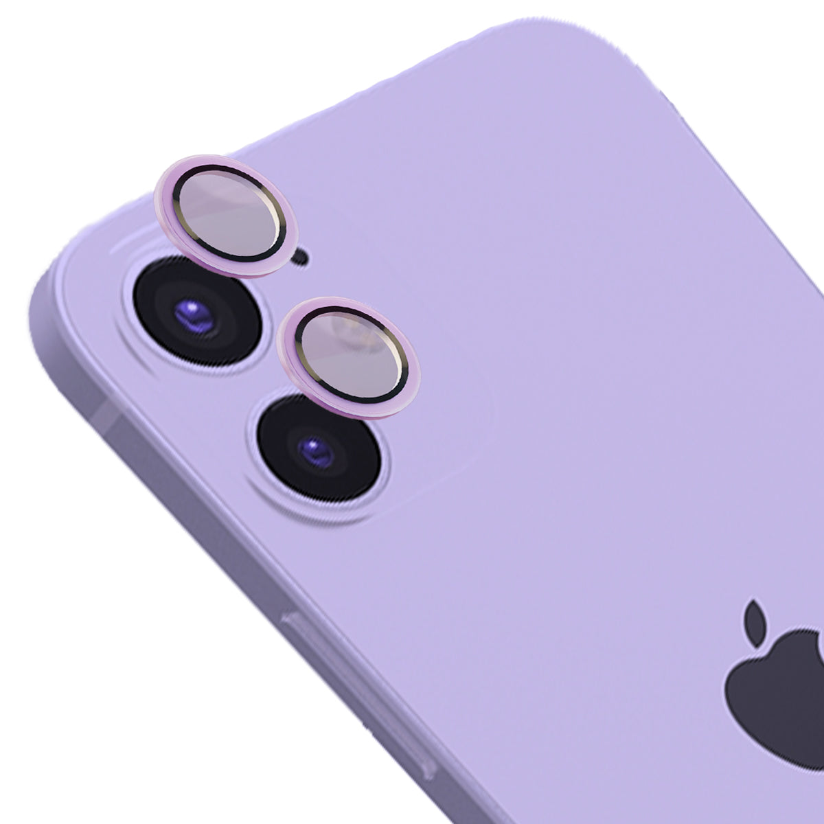 Glas für die Kamera mit Applikator für iPhone 12/12 Mini/11, Bizon Glass Snap Lens, 1 Set, Violetter Rahmen