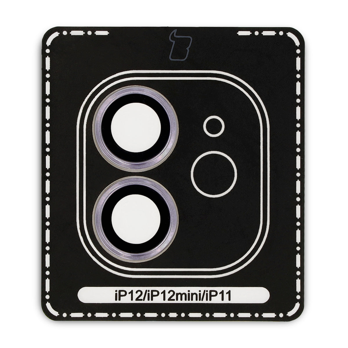 Glas für die Kamera mit Applikator für iPhone 12/12 Mini/11, Bizon Glass Snap Lens, 1 Set, Violetter Rahmen
