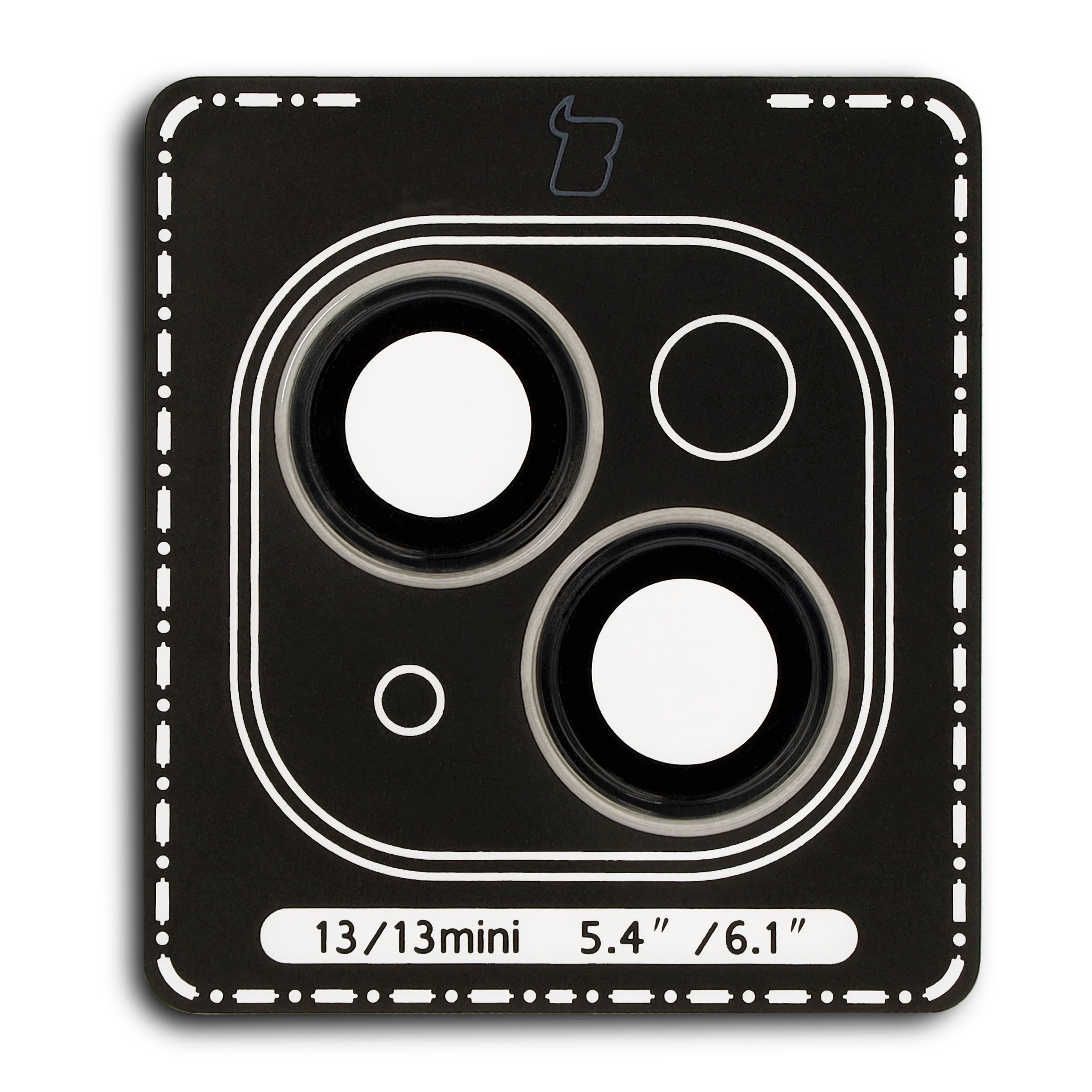 Glas für die Kamera mit Applikator für iPhone 13/13 Mini, Bizon Glass Snap Lens, 1 Set, Schwarzer Rahmen