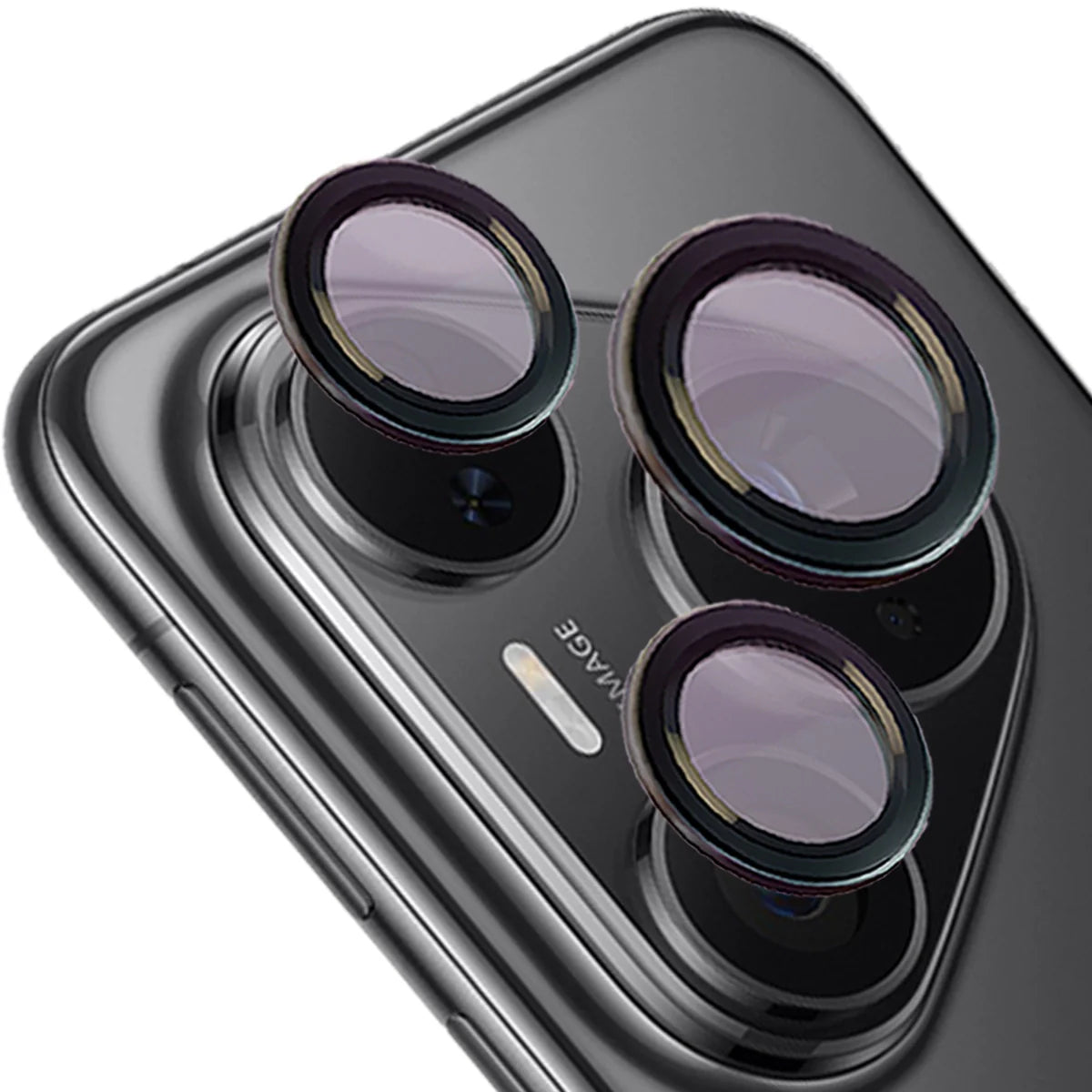 Glas für die Kamera mit Applikator für Huawei Pura 80 Pro / Pro Plus, Bizon Glass Snap Lens, 1 Set, Schwarzer Rahmen