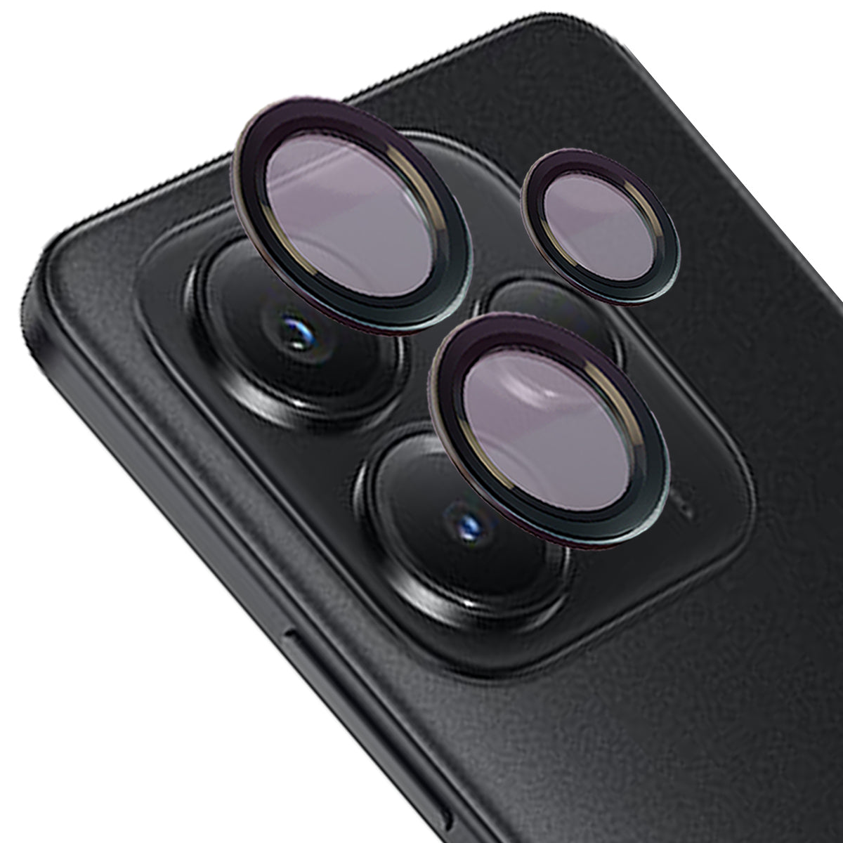 Glas für die Kamera für Xiaomi Redmi Note 14 5G, Bizon Glass Snap Lens, 1 Set, Schwarzer Rahmen