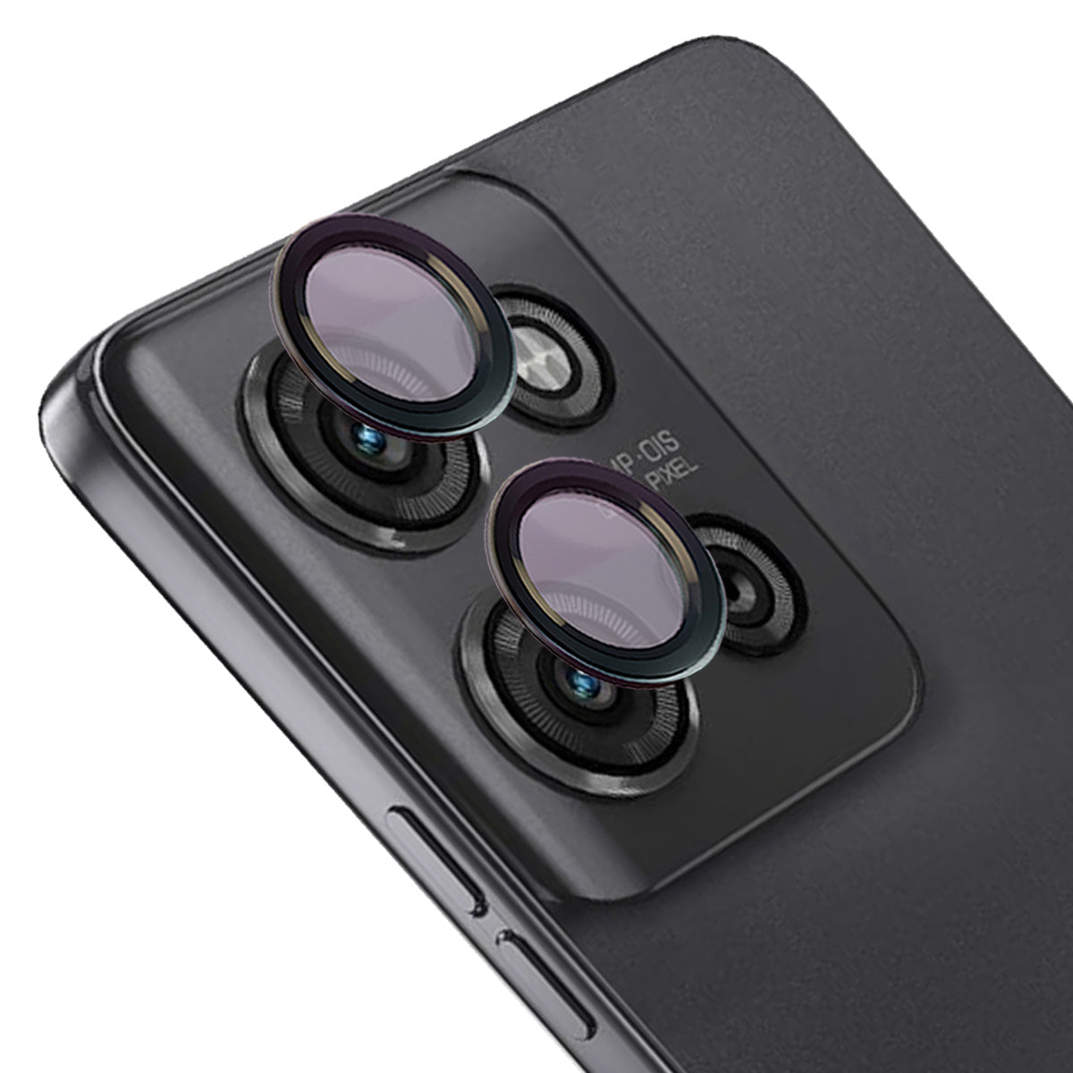 Glas für die Kamera für Motorola Moto G75 5G, Bizon Glass Snap Lens, 1 Set, Schwarzer Rahmen