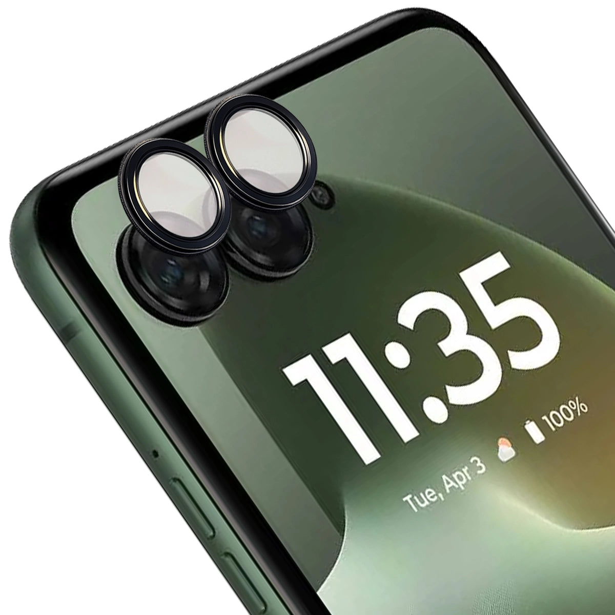 Glas für die Kamera für Motorola Razr 70 Plus, Bizon Glass Snap Lens, 1 Set, Schwarzer Rahmen