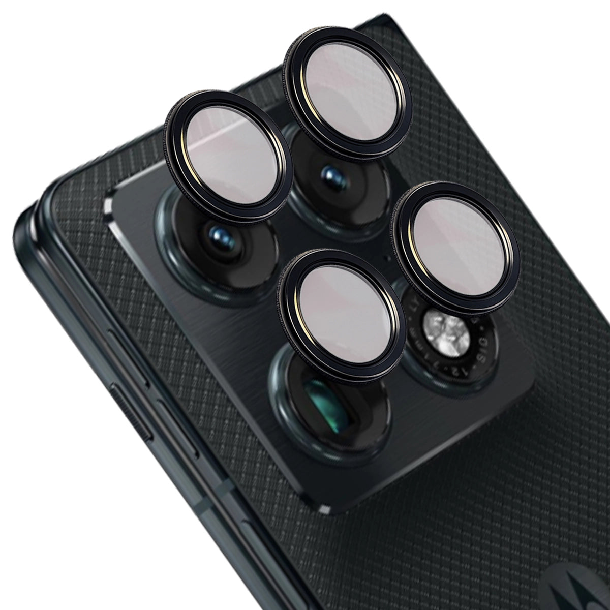 Glas für die Kamera für Motorola Razr Fold, Bizon Glass Snap Lens, 1 Set, Schwarzer Rahmen