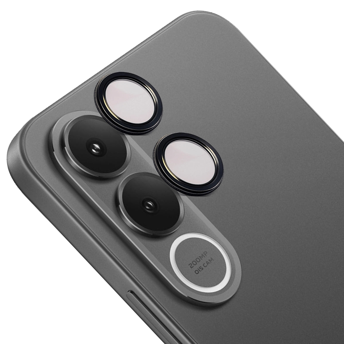 Glas für die Kamera für Vivo V70 FE 5G, Bizon Glass Snap Lens, 1 Set, Schwarzer Rahmen