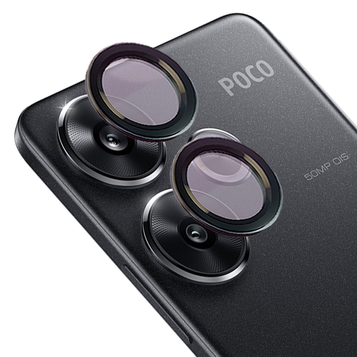 Glas für die Kamera für Xiaomi Poco F6, Bizon Glass Snap Lens, 1 Set, Schwarzer Rahmen