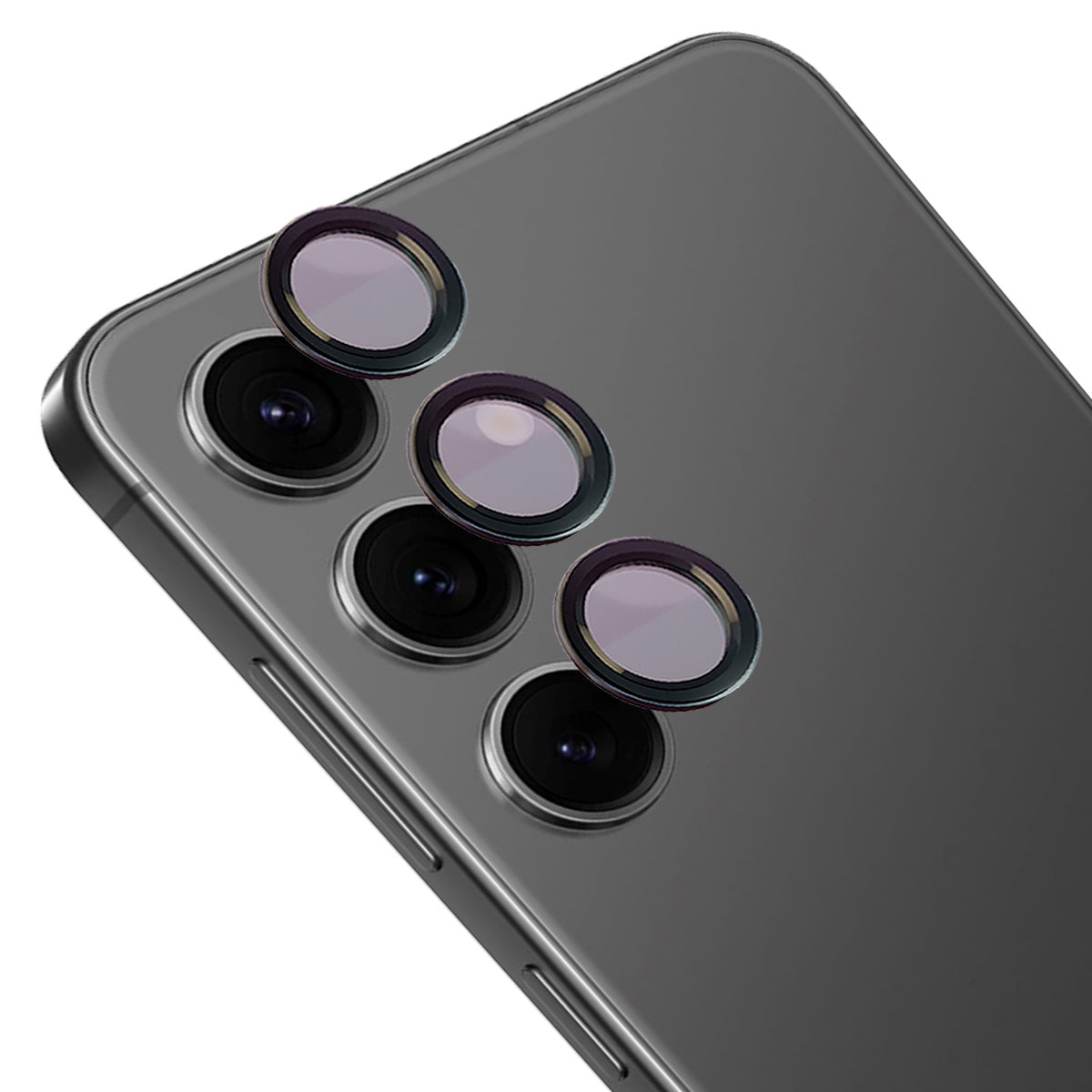 Gehärtetes Kamera Schutzglas mit Applikator für Galaxy S24, Bizon Glass Snap Lens. Schützt Kameralinsen vor Kratzern und Stößen.