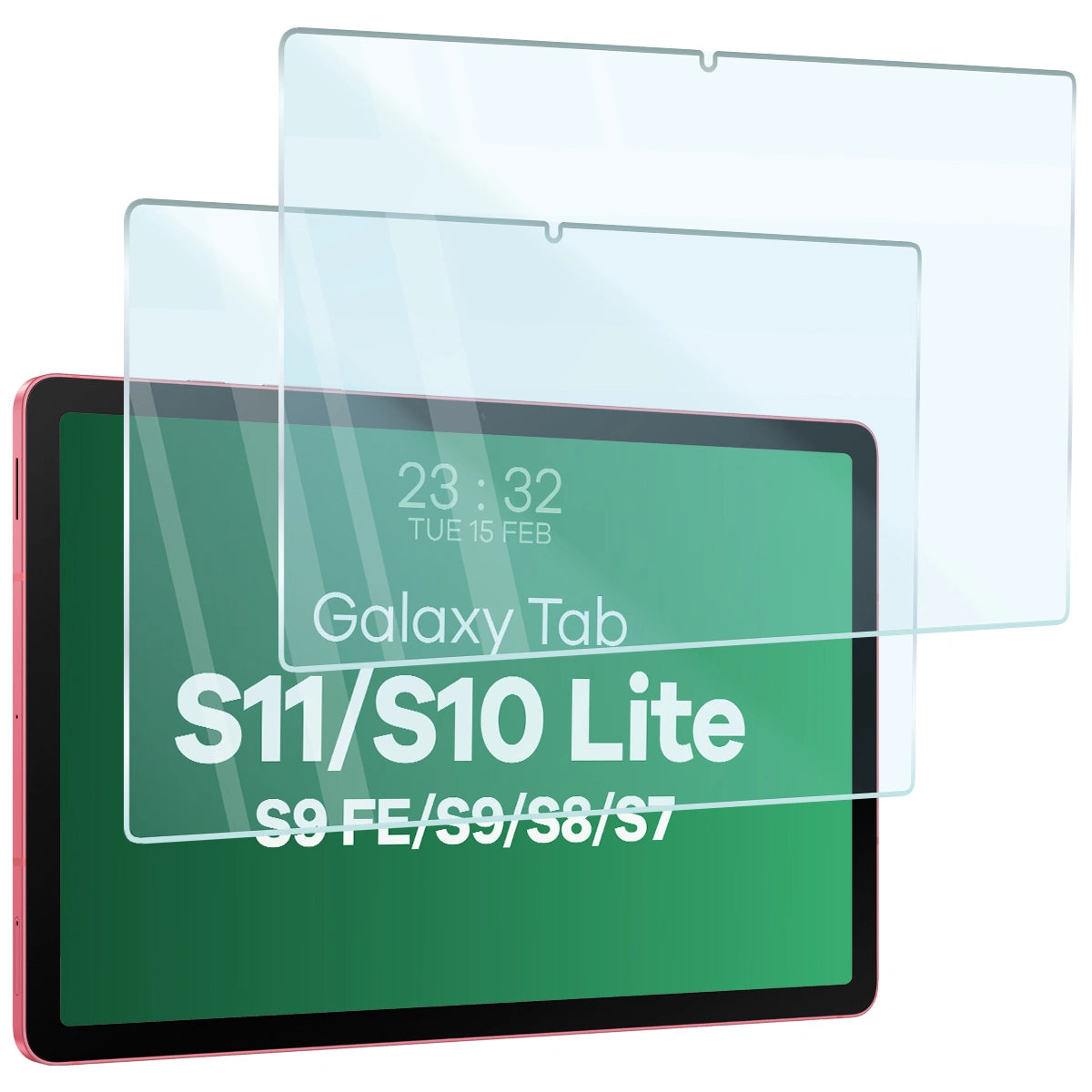 Gehärtetes Glas für Galaxy Tab S11 / S10 Lite / S10 FE / S9 FE / S9 / S8 / S7, Bizon Glass Tab Clear Duo, 2 Stück