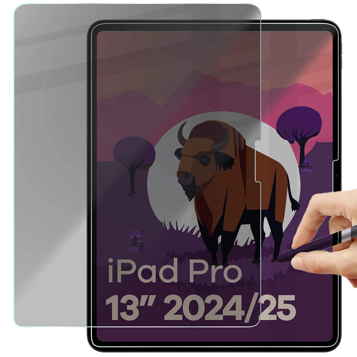 Gehärtetes Glas mit Privatschutzfilter für iPad Pro 13" 2025 / 2024, Bizon Glass Tab Clear Shadow Duo, 2 Stück
