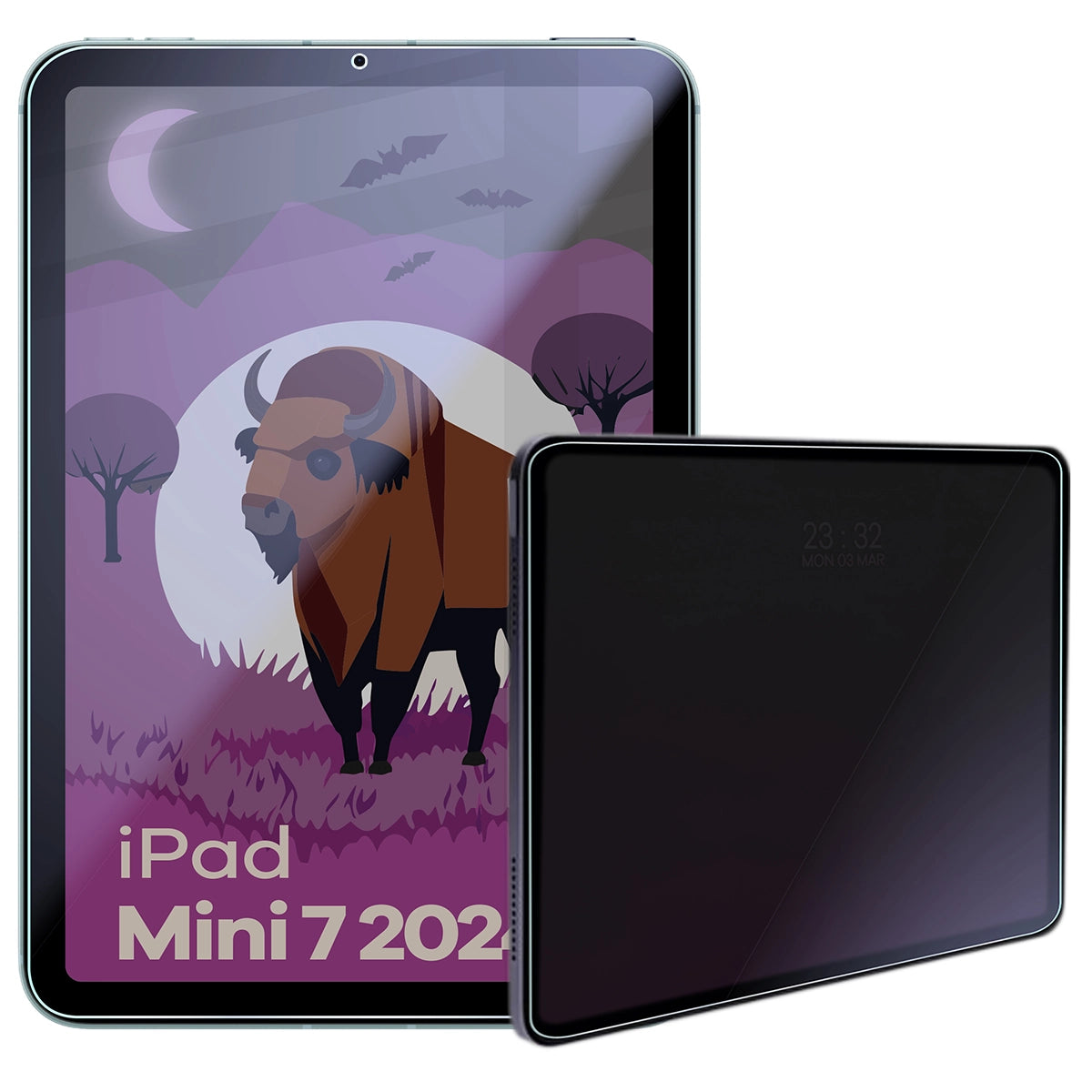 Hybridglas mit Privatschutzfilter für iPad Mini 7 2024, Bizon Tab Hybrid Shadow, Matt