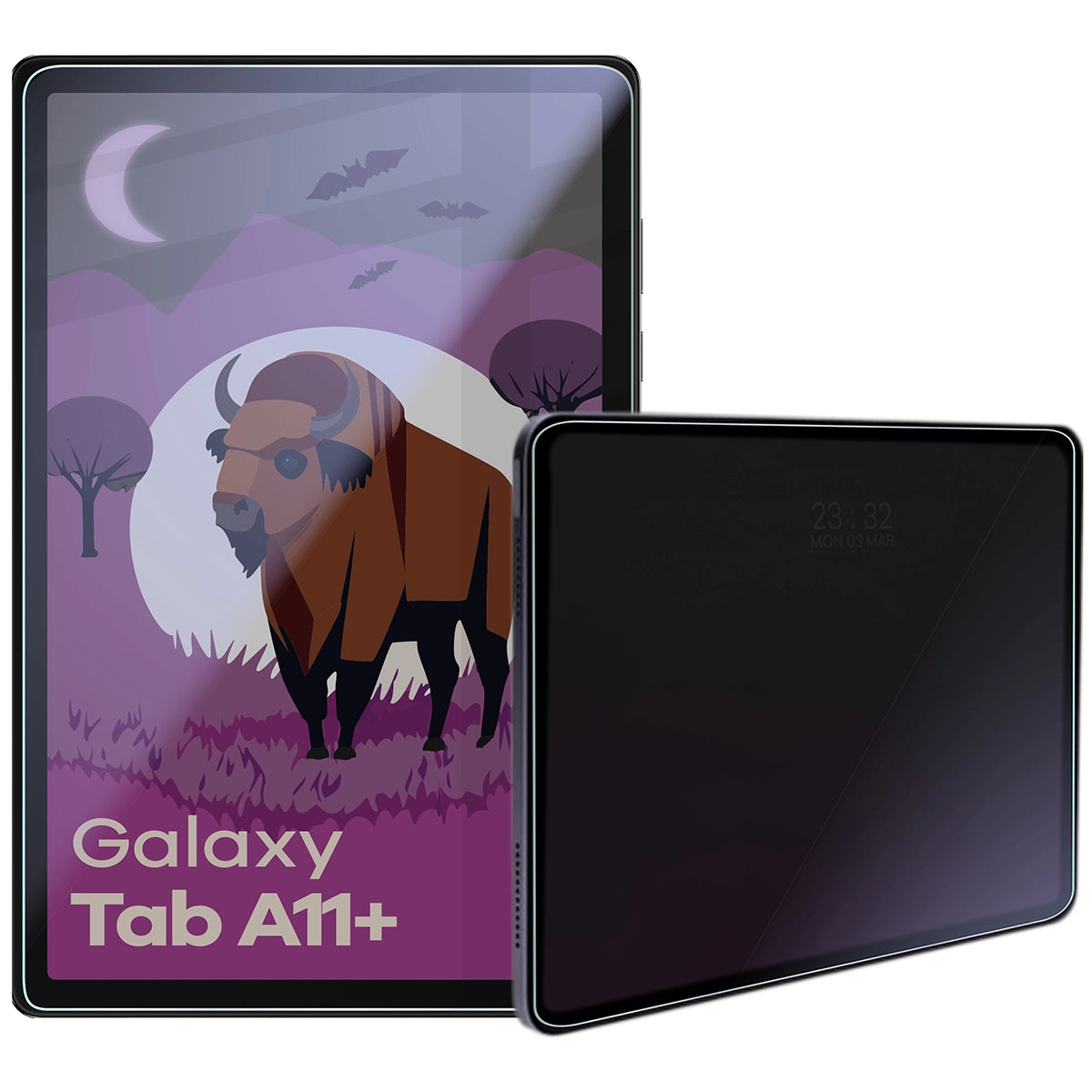 Hybridglas mit Privatschutzfilter für Galaxy Tab A11+, Bizon Tab Hybrid Shadow, Matt