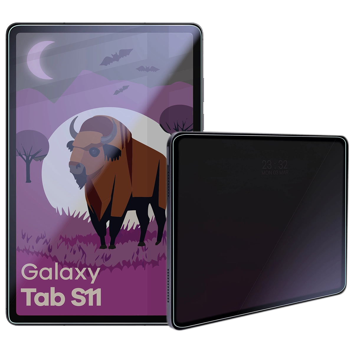 Hybridglas mit Privatschutzfilter für Galaxy Tab S11, Bizon Tab Hybrid Shadow, Matt