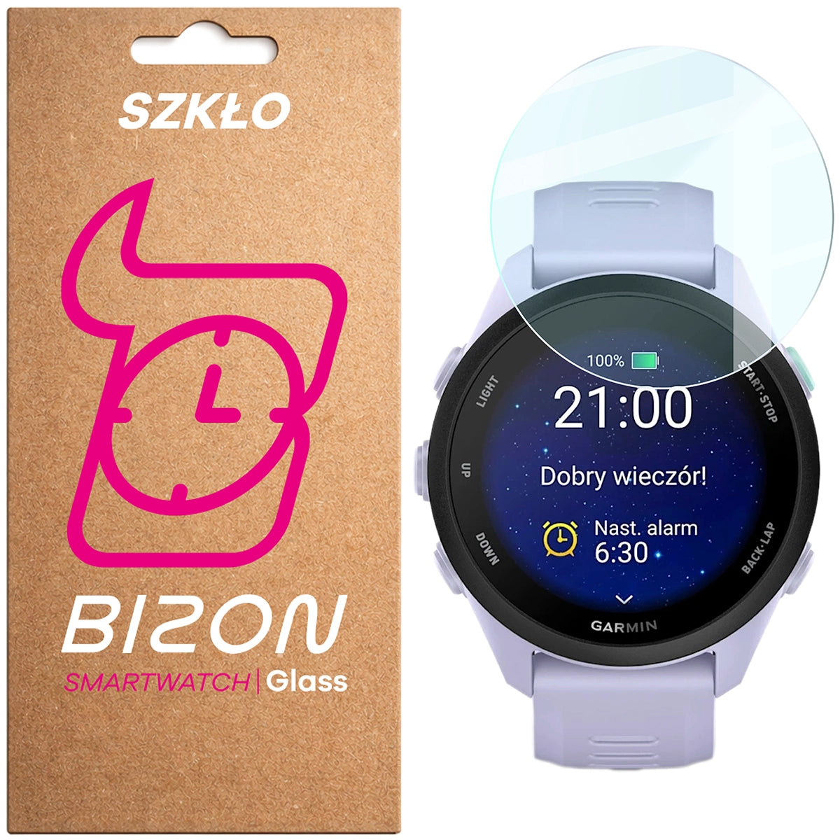 Gehärtetes Glas für Garmin Forerunner 70 / 170 / 170 Music, Bizon Watch Glass Clear, Transparent